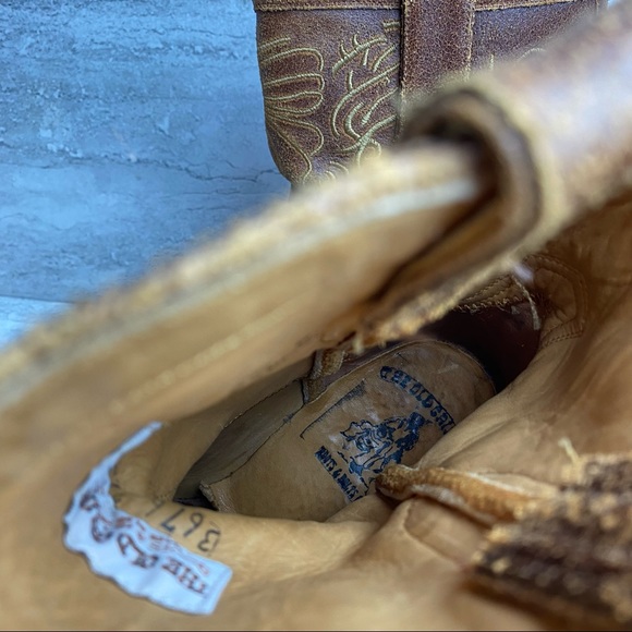 Old gringo brown crackle leather rustic vintage cowboy boots 6.5 - Picture 5 of 10